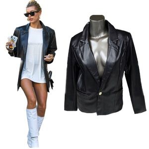 Marc New York Black Vegan Leather Blazer